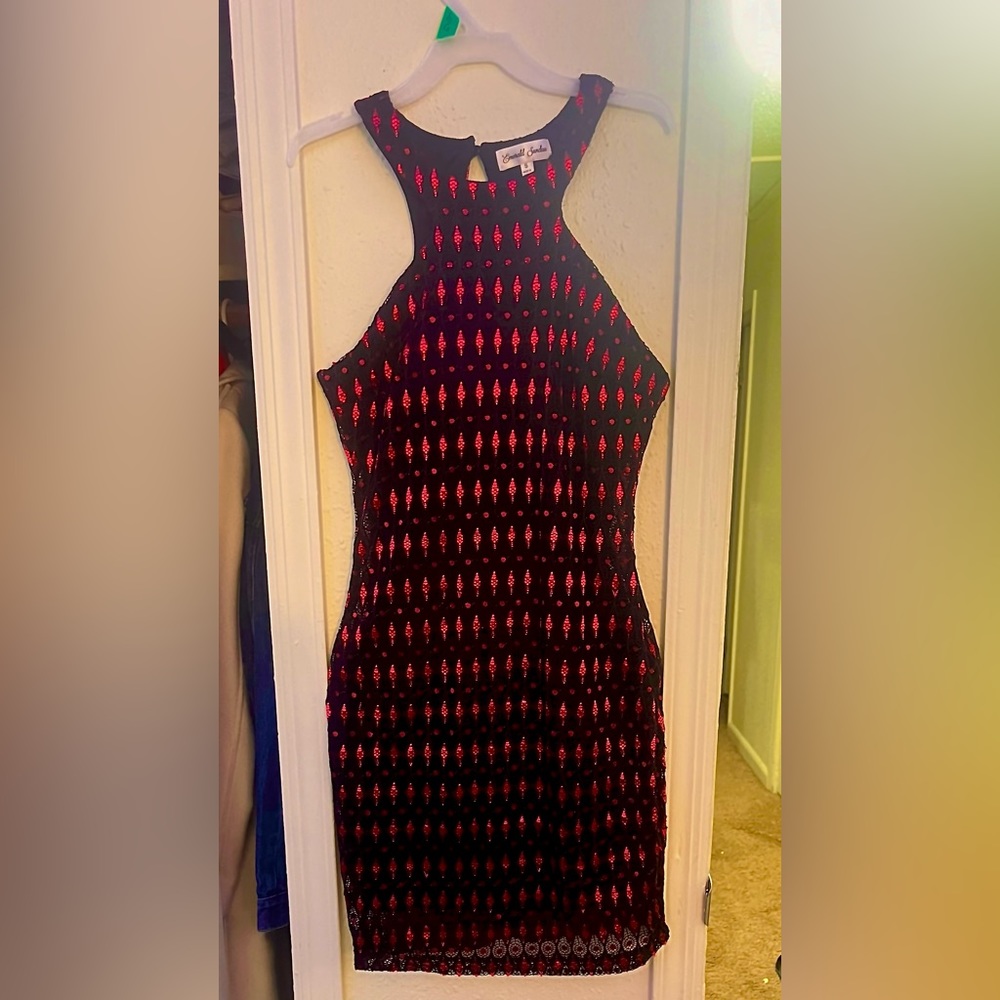 Emerald Sundae Black & Pink Diamond Laced Dress, Size: S